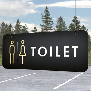 루리앤메리 매장을위한 블랙골드 하늘걸이 01 TOILET 화장실 안내판 A SIZE