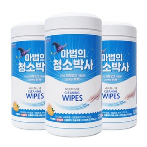 인터샵 청소 물티슈 대형 200매 3통 원통형 집안 청소 크리너 세정 티슈 식탁 주방 인덕션 기름때 찌든때 제거 청소박사, 3세트