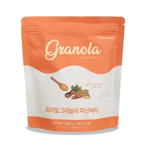 프리밀 수제 그래놀라 피넛버터 200g 시리얼 아침식사 다이어트, 1개