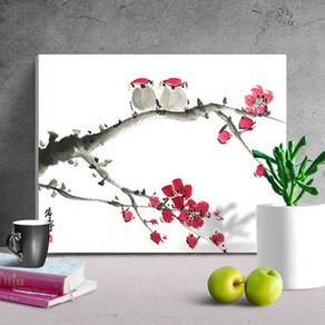 푸아이 명화 유화그리기 매화나무 40x50 DIY 그림 물감 붓 세트 캠퍼스페인팅 PW625, 5208, 1개