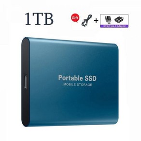 메모리카드 하드 휴대용 솔리드 외장 드라이브 1TB 스테이트 디스크 고속 맥용 및 2TB 노트북 SSD, Blue 1TB, 1개