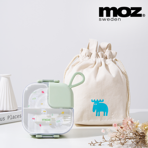 MOZ 스웨덴 키즈 런치박스 도시락통 도시락가방 SET, 1개, 포레스트그린