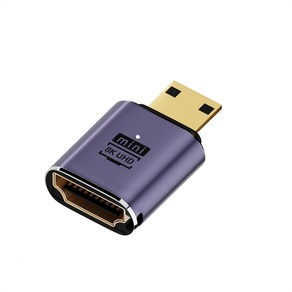 믹스MICS 알루미늄 HDMI v2.1 to Mico-HDMI Mini-HDMI 8K@60Hz UHD2.1 변환 젠더 HDMI 2.1출력 LED 어댑터 연결 커넥터 1P, HDMI(F)-miniHDMI(M)