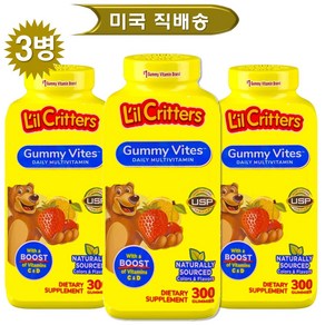 L'il Cittes 릴크리터스 구미 바이트 베어스 데일리 멀티비타민 300개입 3팩 Gummy Vites Beas, 300정, 3개