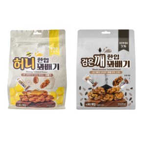 허니 한입 꽈배기 520g + 검은깨 한입 꽈배기 520g (총 2입) 개별포장 지퍼백, 1.04kg, 1세트