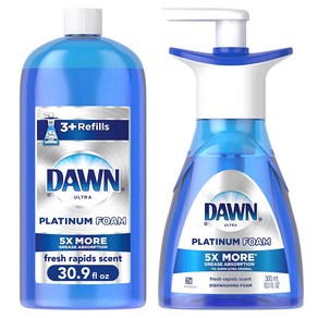 Dawn 던 5X 플레티넘 이레이징 래피드 주방세제 298ML 플러스 915ml 리필 세트