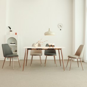 티엔느 디자인 포세린 세라믹 식탁세트 (1400 1600 테이블) 모디카 4인용+토디 의자4p, 1400 사각, 토디(라이트 그레이 4p)