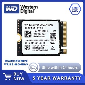 웨스턴 디지털 WD SN740 2TB 1TB 512GB M 2 SSD 2230 NVMe PCIe 세대 4x4 SSD 마이크로 소프트 표면 ProX 표면 노트북 3 스팀 데크