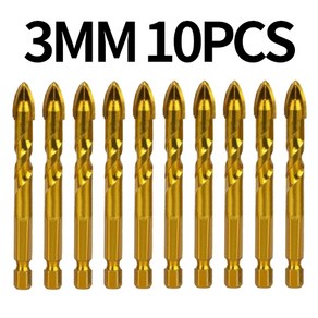주피터 3MM 만능드릴비트 10개 멀티 타공 포세린 타일 콘크리트 전동 화살촉 십자 유리 함마드릴 기리, 1세트