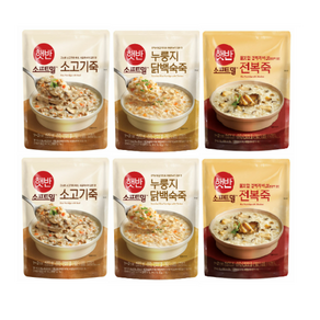 비비고 파우치 죽 450g (누룽지닭백숙죽2+전복죽2+소고기죽2), 2세트