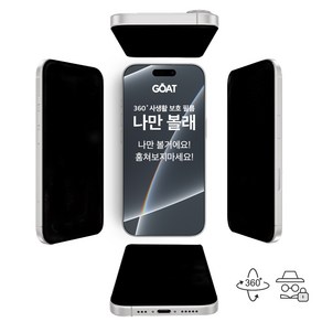 GOAT 나만볼래 360도 4way 전방향 사생활 보호 9H 고경도 강화유리 보호 필름 풀커버 프라이버시 보호 필름 2개 1세트