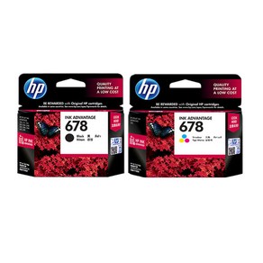 [HP] 완전 정품 DESKJET INK 3545 프린터전용 HP678검정+HP678칼라 잉크 세트, 1개