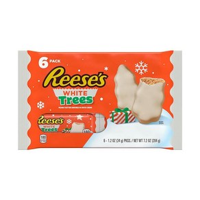 REESE'S 화이트 크림 땅콩 버터 나무 캔디 크리스마스 34g1.2온스 팩 6개 200984, REESE'S 화이트 크림 땅콩 버터 나무 캔디, 크리, 204g, 1개