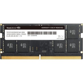 팀그룹 엘리트 SODIMM DDR5 64GB 2x32GB 5600Mhz PC544800 CL46 NonECC Unbuffeed 1.1V 262핀 노트북 메모리 모듈 램 TED, 16GB Kit (1x16GB)_DDR5 5600MHz, 2개