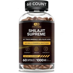 EFFECTIVE NUTRA 쉴라짓 캡슐 퓨어 히말라야 1000mg 남녀 프리미엄 미량 미네랄 풀빅산 Shilajit 60카운트, 60정, 1개