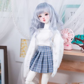 구체관절인형 옷 체크 치마 42cm MSD 돌스앤, 블루(옷만 인형없음), 1개