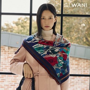 SJ와니 24FW 울실크 양면 플라워 숄 스카프