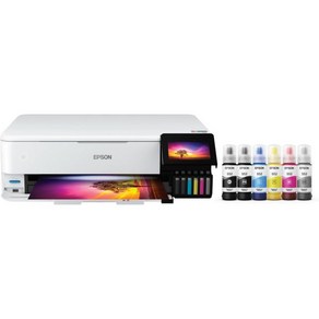 Epson EcoTank Photo ET 8550 무선 와이드 포맷 올인원 슈퍼탱크 프린터 스캐너 복사기 이더넷 및 4.3인치 컬러 터치스크린 포함 Lage White