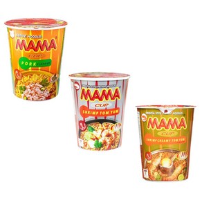 태국 마마 컵라면 포크/쉬림프톰얌/크리미톰얌 70G 3종(각1개씩) 똠양꿍 MAMA CUP SHRIMP TOMYUM