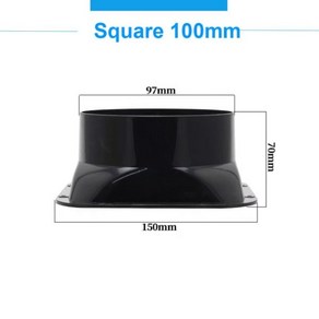 ABS 플랜지 덕트 팬 호스 커넥터 주방 후드 환풍기 파이프용 공기 환기 어댑터 배기구 연결 3 가지 모양, 1개, T10-Squae 100mm