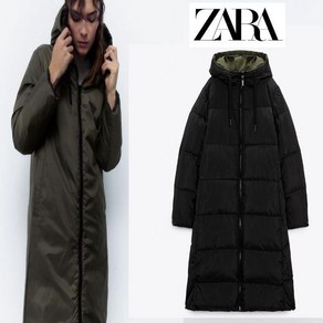 자라 여성 따뜻한 여성 리버시블 롱 후드 롱패딩 점퍼 ZARA