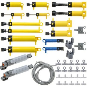 19Pc 공압 기술 부품 키트 레고-공압 실린더-에어-펌프 압력 로드 스위치 피스톤 호스 선형 액추에이터 MOC-교체 부품과 호환됩니다., 19Pc 공압 기술 부품 키트 레고-공압 실린더-에어-, 1개
