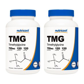 뉴트리코스트 TMG 트리메틸글리신 750mg 캡슐 글루텐 프리, 120정, 2개