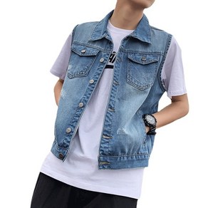 봄 가을 남자 청 조끼 민소매 자켓 Men's Vest D01 하늘비즈 F532P915