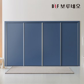 보루네오 E0 PET 파스텔 슬라이딩 붙박이장 360cm 12자, 인디고블루 360cm