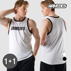 아르메데스 남성용 머슬핏 배색 헬스 나시 AR-114 2p
