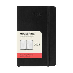 Moleskine 몰스킨 2025 데일리 플래너 소프트커버 포켓 (8.9 x 14.9cm) 12개월, 검정