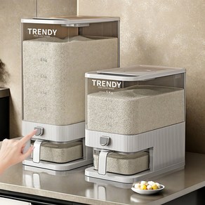 Trendigo [식약처인증정품] 원터치 밀폐 계량 쌀통 잡곡통 쌀보관함, 화이트, 1개