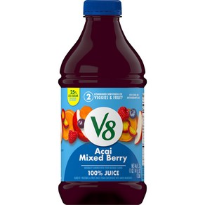 V8 Acai Mixed Bey 100% Fuit and Vegetable Juice 46 fl oz V8 아사이 혼합 베리 100% 과일 및 야채 주스 46fl oz, 1개, 1.36L