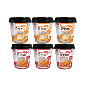 요뽀끼 컵 떡볶이 매콤달콤 3개+치즈 3개, 140mg, 6개