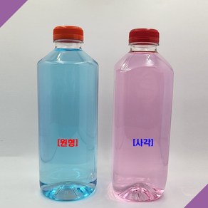 [보틀스] 1리터 1L 1000ml 1000cc 원형/사각 우유 페트병 플라스틱병 공병 PET병 빈페트병 페트공병국산 공장직영, 1000ml 원형, 분홍(38파이), 1개