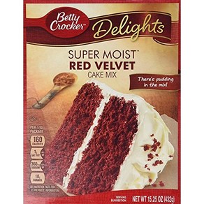 Betty Cocke Red Velvet Cake Mix 15.25Oz Pe Box 베티 크로커 레드 벨벳 케이크 믹스 상자당 15.25온스, 432g, 1개