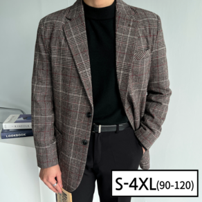 남자 울 글렌체크 싱글 자켓 블레이져 빅사이즈 S-4XL (1126-1)