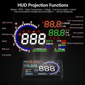LED 앞유리 프로젝터 자동차 헤드업 디스플레이 과속 경고 수온 RPM 오류 전압 경보 5.5 인치 A8 hud OBD2, 01 A8 HUD, 1개