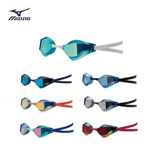 MIZUNO 미즈노 GX 소닉아이J 노패킹 미러수경 N3JE9001 물안경, #66 스모크 x 쉐도우미러, 1개