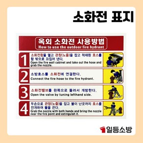 옥외 소화전 사용방법 표지 안내표시 소화전사용법 삽화형, 1개