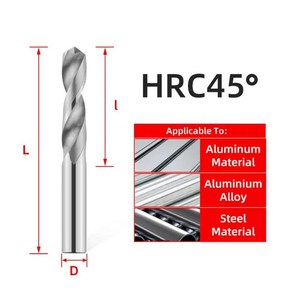 Tooleye HRC45 ° 카바이드 금속 드릴 비트 텅스텐 스틸 CNC 선반 기계용 합금 도구 0.5-20.0mm, 01 HRC45, 94 2.0mm, 1개