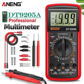 전기테스터기 검전기 ANENG DT9205A 멀티미터 multimete teste 멀티테스터기 테스터기 전기 멀티 미터 디지털 AC/DC 트랜지스터 테스터 es NCV 테스트, DT9205A oange po, 1개