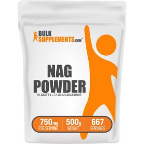 BulkSupplements.com N-Acetyl Glucosamine Powde - NAG Powde Glucosamine 750mg Glucosamine Supplemen, 667 Sevings (Pack of 1), 1개, 500g