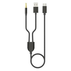 TC USB 1개와 3.5mmA 오디오 충전 케이블 2 in 1 케이블 검은색