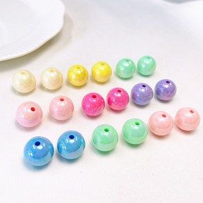 (5pcs)14mm AB빛 비즈구슬재료, 5개, (I18-3)레몬노랑