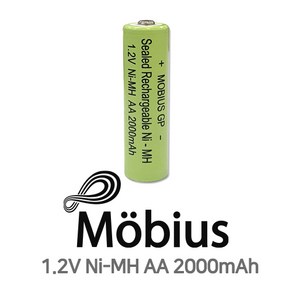 뫼비우스 Ni-MH AA 니켈 수소 충전지 1.2V 2 000mAh 벌크 고성능 자연방전률 낮음 태양광 정원등용