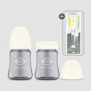 그로미미 다크 PPSU 젖병 트윈팩 200ml + 3IN1 브러쉬세트, 트윈팩젖병 200ml 화이트 + 3in1브러쉬, 1개