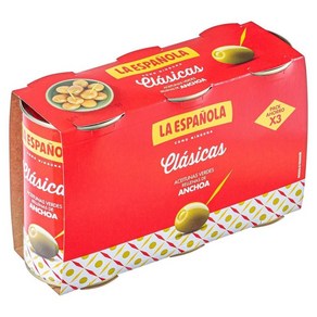 La Espanola 라에스파뇰라 앤초비 스터프드 그린 올리브 통조림, 150g, 3개