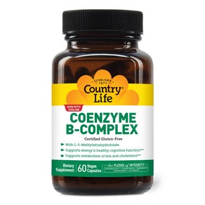 County Life Coenzyme B-Complex Vitamin Suppot County Life 코엔자임 B-복합 비타민 에너지 및 지원 일일 보충제, 1개, 60정