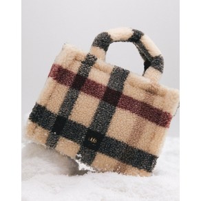 24FW [CHECK FUR] 베이지 체크 에코퍼 토트백 DCBA4F996I2